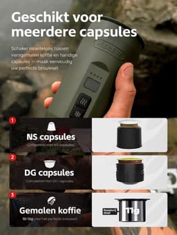 Draagbare espressomachine - Mini koffiemachine - 100 ml - Koffiezetapparaat - Voor Camping, Auto & Reizen - Groen — thumbnail 4