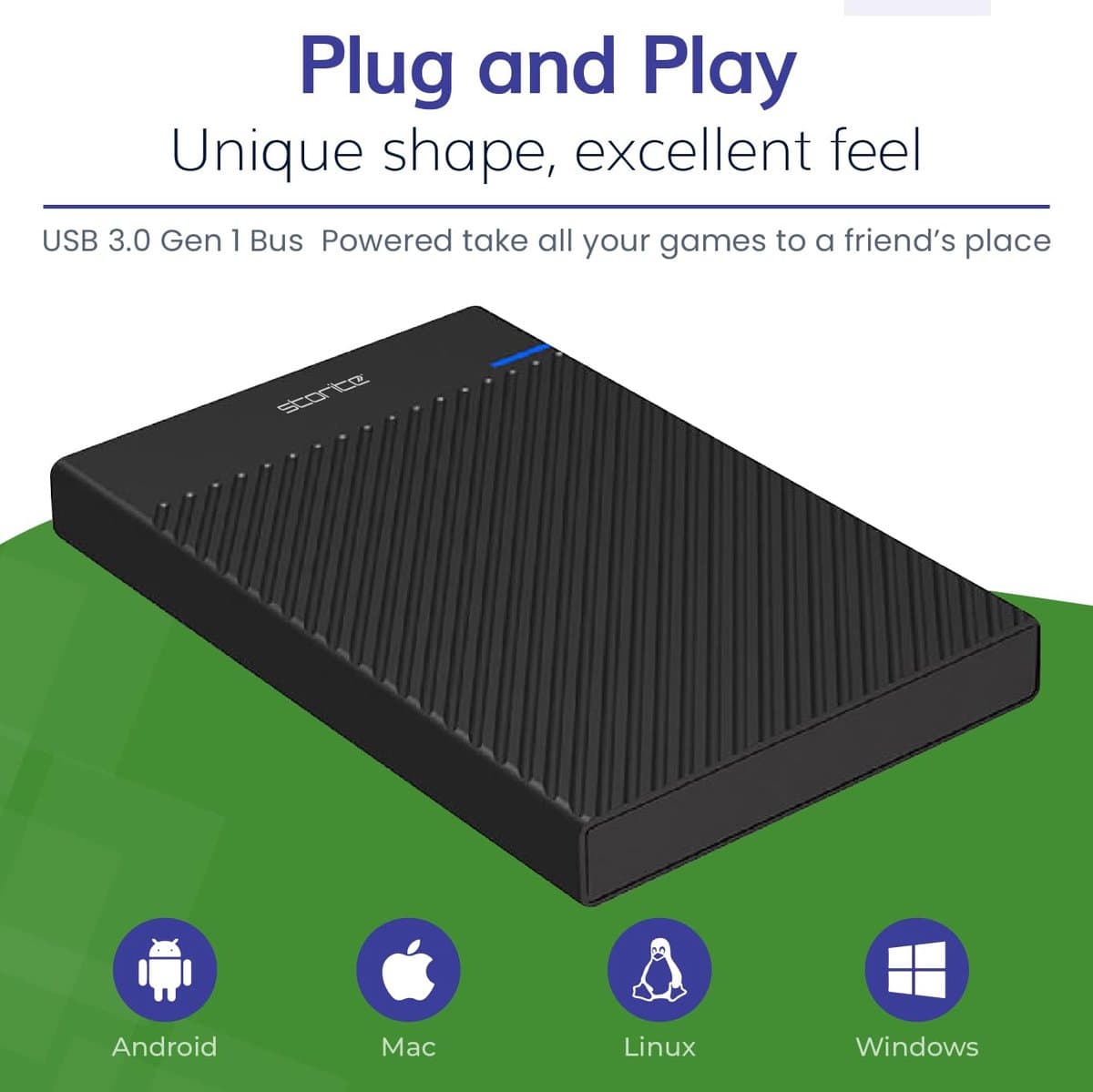 SnelShoppen - 1TB externe harde schijf USB 3.0 voor gaming, snelle gegevensoverdracht, ideaal voor console en pc, compact design, zwart, perfect voor — afbeelding 1