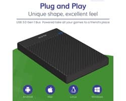 SnelShoppen - 1TB externe harde schijf USB 3.0 voor gaming, snelle gegevensoverdracht, ideaal voor console en pc, compact design, zwart, perfect voor