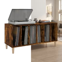 Platenspeler Meubel - LP-kast - Platenspelerkast - Draaitafelstandaard - Platenspelerstandaard - Vintage Displayplank - Gerookt Eiken — thumbnail 1