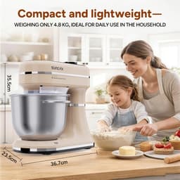 SUNCOK Keukenmixer, met twee roestvrijstalen mengkommen: 4,5 l en 5,5 l. Krachtige motor van 1500 W, geluidsniveau 59 dB. Blender, geschikt voor bakken en deeg kneden. — thumbnail 3