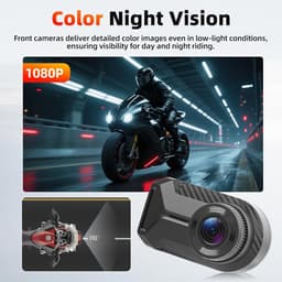 SnelShoppen - Motor-dashcam zonder display, 1080p HD waterdichte frontcamera met wifi-app, loopopname, 110° groothoek voor auto, motor en scooter — thumbnail 4