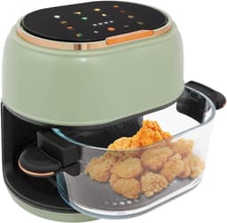 Airfryer met Venster - Heteluchtfriteuse Olievrij - Gezond Koken - 360° Luchtcirculatie - 4 Liter - Groen Zwart — thumbnail 1