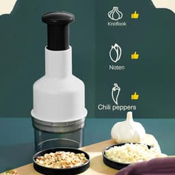 Groente Hakker - Knoflookpers Hakker - Keukenwerk Vereenvoudigen - Energiezuinig Zonder Elektriciteit - 500ml - Zwart Wit — thumbnail 2