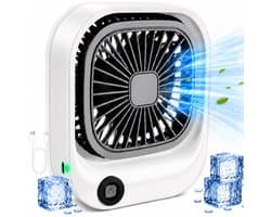 Draagbare Bureauventilator - Lichtgewicht USB-C Ventilator - Handventilator Oplaadbaar - Mini Tafel Ventilator - 3 Standen - Mini Desk Fan - Compacte Kleine Oplaadbare Ventilator - voor Auto, Kantoor & Onderweg - Handwaaier - Wit - Silvergear