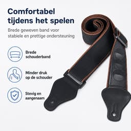 Premium verstelbare Gitaarband - Gitaar Gitaarriem met plectrum houders - zwart — thumbnail 5