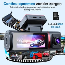 4K Dashcam - Auto Camera - Verkeersveiligheid Vastleggen - 3-in-1 Opname - 170° Groothoek - Zwart — thumbnail 4