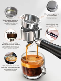 Brandistry - Semi-Automatische Espressomachine - Koffiezetapparaat - RVS - Instelbare Temperatuur - Onderhoudsvriendelijk — thumbnail 4