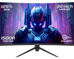 KTC H32S17 32" Gaming Monitor - Curved - QHD 2560×1440 - HVA - 180Hz - HDR10 - 1ms MPRT - Zwart
