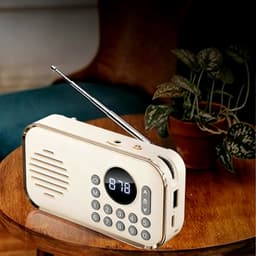 Retro radio - met Bluetooth-functie – Draagbare mini-luidspreker – Walkman-luidspreker – Ondersteunt MP3, USB, microSD-kaart, antenne en Bluetooth-luidspreker – Geschikt voor thuis, op kantoor en buitenshuis - 123*34*67 mm - 1200 mAh - Beige — thumbnail 3
