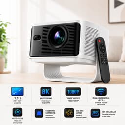 Yemtech® - Smart Beamer - Mini Projector - HY350max 500 ANSI - Full HD 1080P - 8K Ondersteuning - Android 14 - Autofocus — thumbnail 1