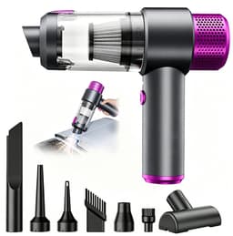 Draadloze handstofzuiger – Autostofzuiger – Handblazer – Mini-huisstofzuiger – Draagbaar – Inclusief 1 filterpatroon – 135W superzuigkracht – USB-interface – 6500PA – Premium grijs + rozerood — thumbnail 1