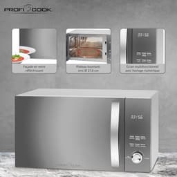 Magnetron met grill - Hete lucht oven - Snel koken - 3-in-1 functie - 23 liter inhoud - Roestvrij staal — thumbnail 2