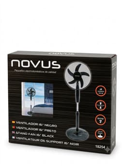 Novus Statiefventilator 16 Inch (40 cm) – Staande Ventilator – (Model 18254) – 3 Snelheden – In Hoogte Verstelbaar (Max. 120 cm) – 50W – Zwart — thumbnail 4