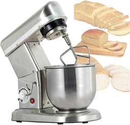 Keukenmixer - Standmixer Deegmixer - Bakken en Koken - 3 Snelheden Kantelkop - 7L Kom - Zilver — thumbnail 1