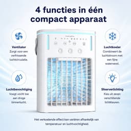 DreamGoods Aircooler - Verkoelen Met Water of IJs - 3-in-1 Luchtkoeler - Koelen, Ventileren & Bevochtigen - 1000ML Watertank - Aircooler met Koelelementen - Air Cooler - Ventilateur - Mobiele Airco - Mini Airco zonder Afvoerslang - Koelventilator — thumbnail 3