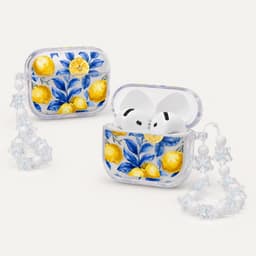 Enluxe Case geschikt voor Airpods 4 - Citroenen Print - Hardcase met Kralenkoord, Schokbestendig - Hoesje — thumbnail 2