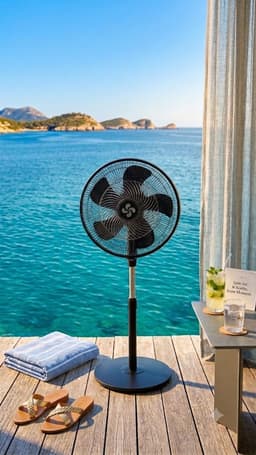 Krachtige Statiefventilator - Tafelventilator - 25cm - 70W - 3 Snelheden - Oscillatiefunctie - Kantelbaar - Zwart — thumbnail 2