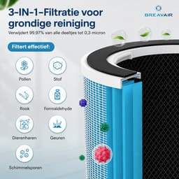 Luchtreiniger / Air Purifier – HEPA H13 – Koolstoffilter – Filtert tot 99,97% van fijne deeltjes – CADR 330 m³/u – Tot 40 m² – Tegen Pollen, Stof, Rook & Geuren – Bij Allergieën & Hooikoorts – WiFi/App — thumbnail 5
