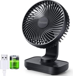 Tafelventilator 4000mAh – Draadloos en Stil – 4 Snelheden – Oplaadbaar – Kantelbaar – Zwart — thumbnail 1