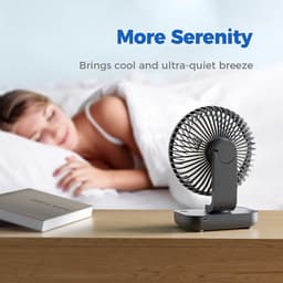 Tafelventilator 4000mAh – Draadloos en Stil – 4 Snelheden – Oplaadbaar – Kantelbaar – Zwart — thumbnail 3