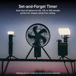 Campingventilator Met Statief – USB-C – 4 Snelheden – Oscillatie – Verstelbare Kanteling – Zwart — thumbnail 2