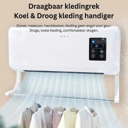 Wandmontage Ventilator - Luchtkoeler Airco - Ruimte Verfrissen - Met Droogfunctie - 42x18x12 cm - Wit — thumbnail 4