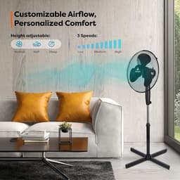 Staan Ventilator - Vloer Ventilator - Ruimte Koelen - Stil En Krachtig - 40cm Diameter - Zwart — thumbnail 3
