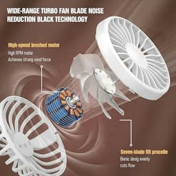 Mini USB-clipventilator, mini oplaadbare luchtbevochtiger met nevel, 4 windsnelheden, tafelventilator, mini draagbare ventilator voor thuis, bureau en kantoor (wit). — thumbnail 4