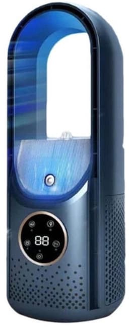 Mini-desktopluchtkoeler - Draagbare mini-airconditioner - Ventilator met 6 snelheden - Koel- en bevochtigingsventilator voor op kantoor - Compact en draagbaar - Stille werking - Geen slang of afvoerbuis nodig - Blauw — thumbnail 1