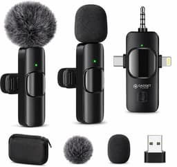 Draadloze Lavalier Microfoon 2 Stuks met Beschermcase – Plug & Play – Bluetooth – USB-C & Lightning – Mini Dasspeldmicrofoon – Microfoon Draadloos — thumbnail 1