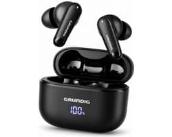 Grundig Draadloze Oordopjes - Earbuds 15 Uur Afspeeltijd - Oortjes Draadloos Bluetooth 5.3 - Oplaadcassette met Batterij Indicator - USB-C Oplaadbaar - Handsfree Bellen en Muziek Luisteren - Zwart