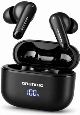 Grundig Draadloze Oordopjes - Earbuds 15 Uur Afspeeltijd - Oortjes Draadloos Bluetooth 5.3 - Oplaadcassette met Batterij Indicator - USB-C Oplaadbaar - Handsfree Bellen en Muziek Luisteren - Zwart — thumbnail 1