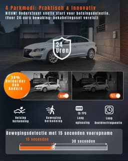 QUOVO® Dual Dashcam - Dashcam Voor Auto 5 GHz wifi 9MB/S - Voor en Achter Camera – Auto Camera Met Nachtzicht – Parkeermodus - G-Sensor - Zwart - 14cm x 15cm x 11cm — thumbnail 3