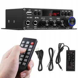 Mini Bluetooth Versterker - Stereo Audioversterker 2.0 - Bluetooth 5.0 - 40W × 2 - 2 Microfooningangen - FM Radio met USB/AUX/RCA en Afstandsbediening - Voor Muziek, Thuisbioscoop en Karaoke — thumbnail 1