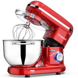 Keukenmachine 1500W – 6 Snelheden – 6L RVS Mengkom – Met Garde, Deeghaak en Menghaak – Rood — thumbnail 1