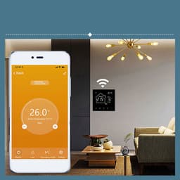 Wi-Fi slimme thermostaat – Watergedragen vloerverwarmingsregelaar – Bediening op afstand via mobiele telefoon – Energiebesparende functie met één druk op de knop – LCD-touchscreen – Witte achtergrondverlichting – 16A — thumbnail 2