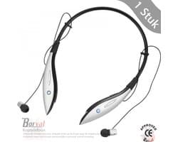 Borvat® - Koptelefoon Echo Bluetooth Met nekband en luidspreker - Zwart met beige - 1 Stuk