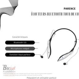 Borvat® - Koptelefoon Echo Bluetooth Met nekband en luidspreker - Zwart met beige - 1 Stuk — thumbnail 3