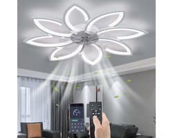 8 Sterren Plafondlamp Met Ventilator - Wit - Met Afstandsbediening - Smart lamp - Dimbaar Met App - 6 Standen Ventilator - Woonkamerlamp - Moderne lamp - Plafoniere — afbeelding 1