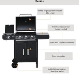 Gas bbq - bbq - Barbecue - Grill apparaat - Grill - Camping - 110 x 50 x 100 cm — thumbnail 3