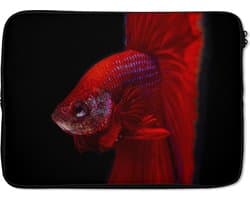 Laptophoes 13 inch - Vis - Dieren - Rood - Laptop sleeve - Binnenmaat 32x22,5 cm - Zwarte achterkant