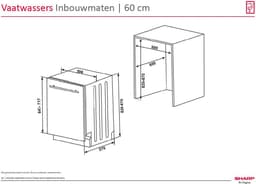 Sharp QWNI25I44BXEU - volledig geïntegreerd - 60cm - energie label B - auto open Door - 9 programma's - besteklade + topsproeier - 10 jaar motorgarantie — thumbnail 2