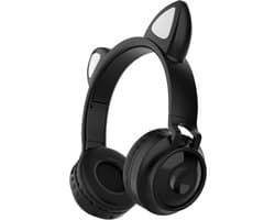 Bluetooth Headset - ZW-028 - Draadloos - Lichtgevend - Schattig - Ook voor kinderen - Kat - Katten - Oor - Puur - Zwart