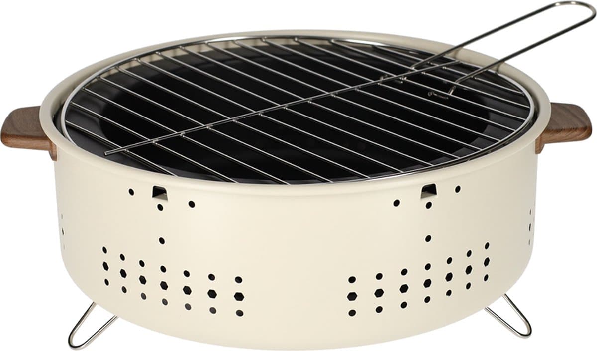 JENS Living houtskool tafel BBQ - Ronde BBQ - Tafel barbecue - 32 CM - Créme — afbeelding 1