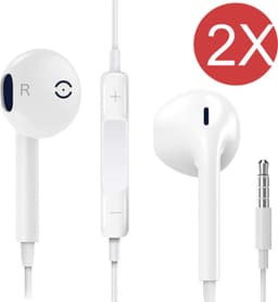 2x In-Ear Oordopjes met 3.5mm Jack - Oortjes met Draad en Microfoon voor Telefoon / Tablet / Laptop / Smartphone / GSM — thumbnail 1