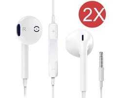 2x In-Ear Oordopjes met 3.5mm Jack - Oortjes met Draad en Microfoon voor Telefoon / Tablet / Laptop / Smartphone / GSM