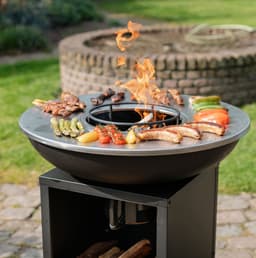RJRoyal Living Plancha grill BBQ Amigo grillring met hoes en houtopslag vuurschaal rvs buitenkeuken grillring voor buiten 67x67x92cm — thumbnail 2