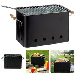Draagbare BBQ - Kleine Barbecue voor Camping - Houtskoolbarbecue - Compact Ontwerp - 72x24cm - Zwart - Inclusief EBOOK — thumbnail 1