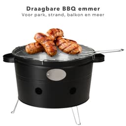 Draagbare Barbecue - Camping Grill - BBQ - 300mm-345mm, 200mm Hoog - 2 Handvaten - Mat Zwart - Voor Park, Strand, Balkon - Inclusief EBOOK — thumbnail 3